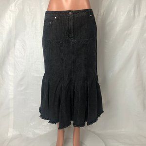 Jendo Women's Jean Skirt Size 14 Black Denim Lace